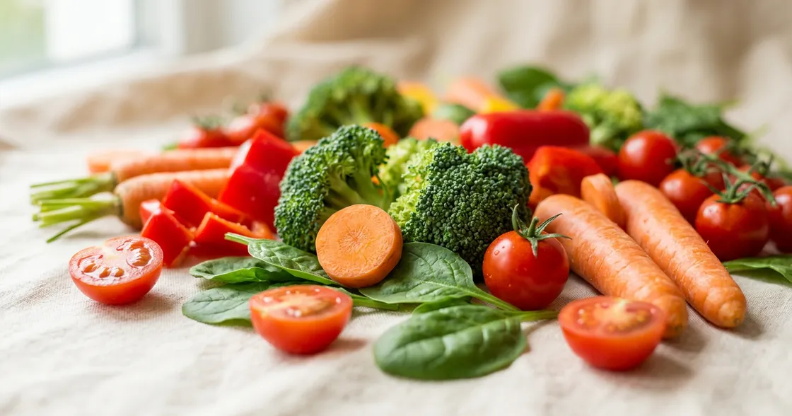Broccoli, wortels, paprika, cherrytomaten en spinazie
