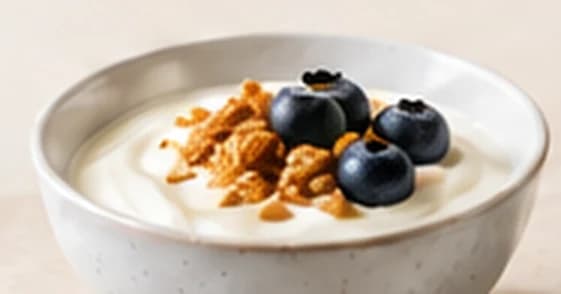 Schaaltje yoghurt met granola en blauwe bessen